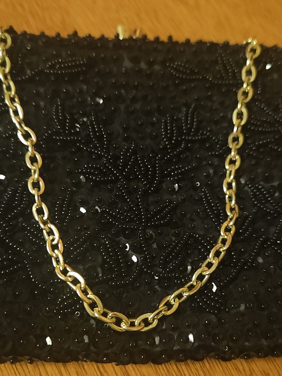 Handbags - VINTAGE Handmade in Hong Kong Jet Black Beaded & Sequin Evening Bag - MINT